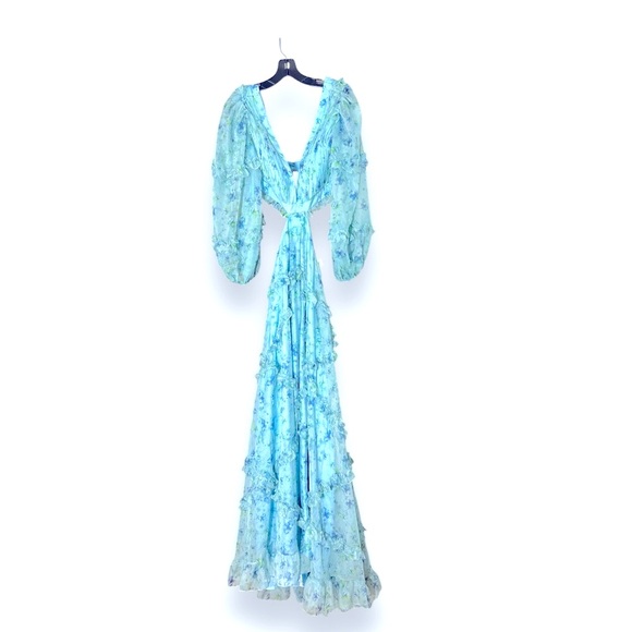 Mac Duggal Blue Floral Prom Dress - Picture 4 of 5